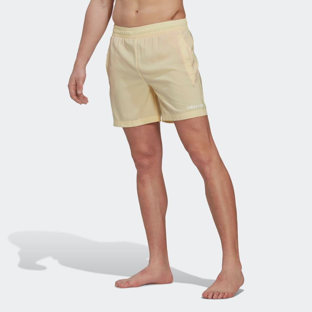 Men's adidas originals Logo Embroidered Elastic Waistband Straight Shorts Yellow