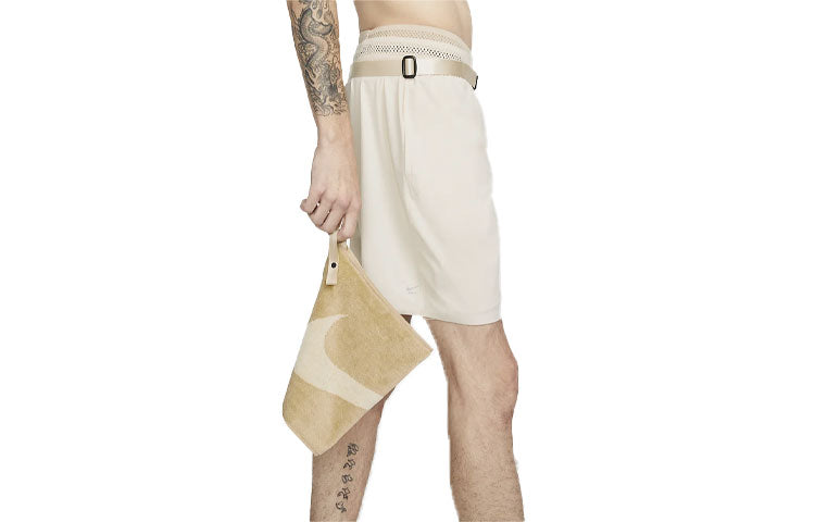 Men's Nike x MMW Crossover Solid Color Yoga 3 In 1 Sports Shorts Cream Yellow DD