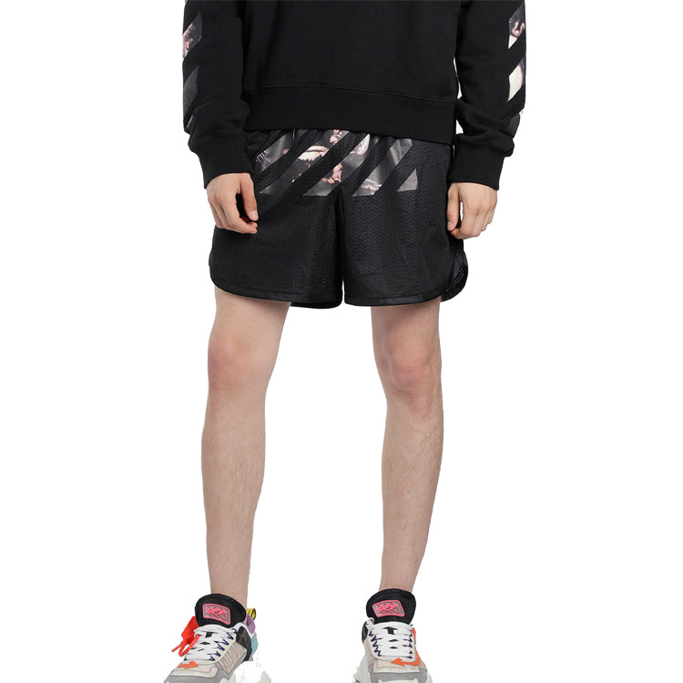Image of OFF-WHITE Caravaggio Arrow Mesh Track Shorts Black OMCI005S201010041088