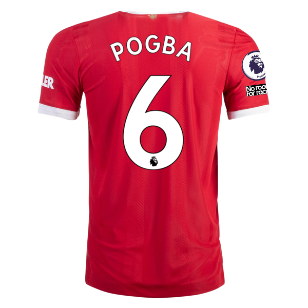 Image of adidas Authentic Manchester United Paul Pogba Home Jersey w/ EPL + No Room For R