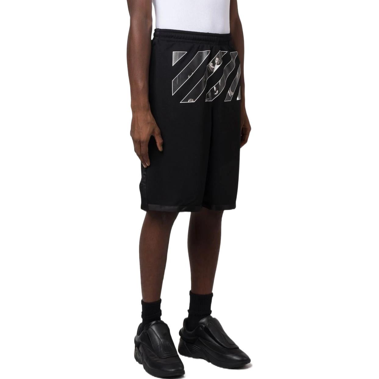Image of OFF-WHITE Herren Shorts mit geradem Bein und Twill-Print in Schwarz OMCB076C99FAB00