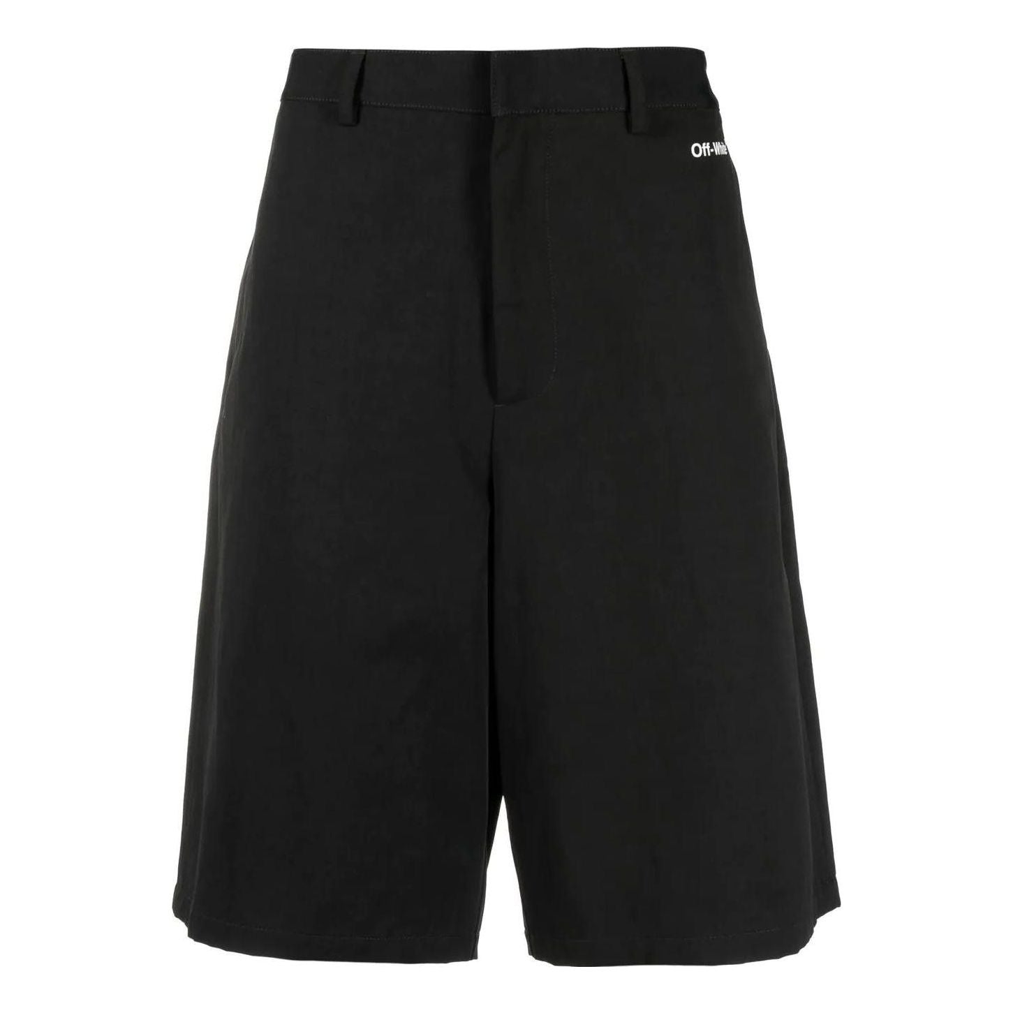 Men's OFF-WHITE FW22 Solid Color Pattern Printing Straight Shorts Black OMCB071C