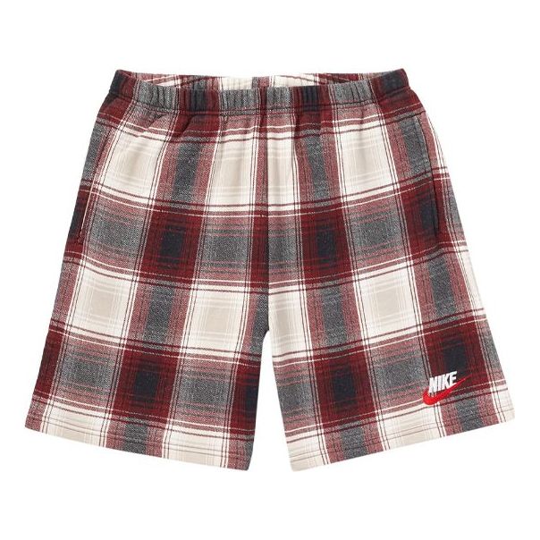 Image of Supreme FW18 Nike Plaid Sweatshort Burgundy SUP-FW18-539