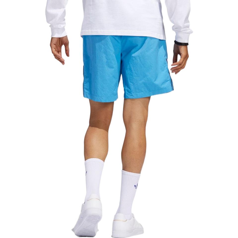 Image of Men's adidas originals Stripe Logo Embroidered Lacing Shorts Blue HA1289