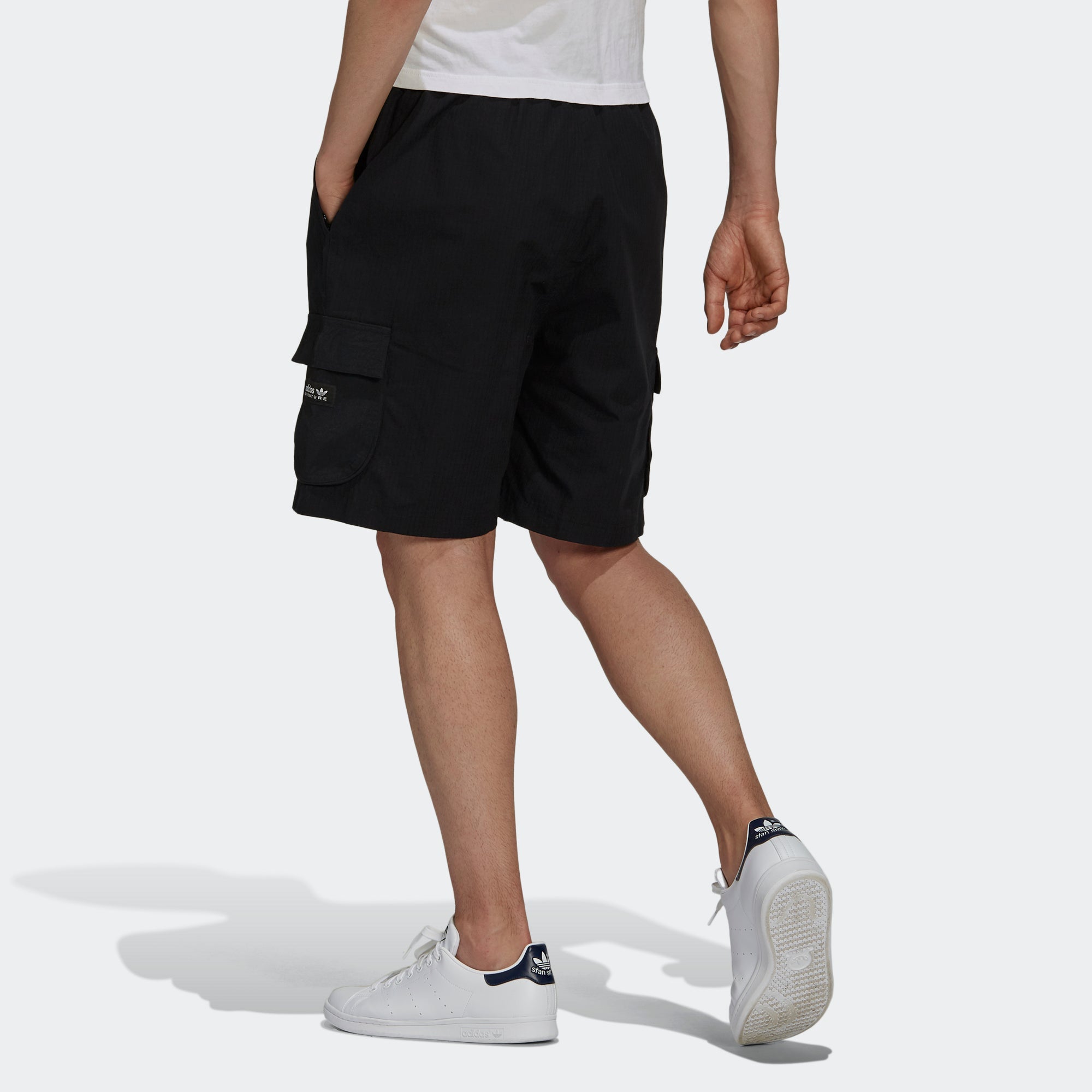 Image of adidas originals Cargo Shorts Side Pocket Loose Lacing Sports Black H09109