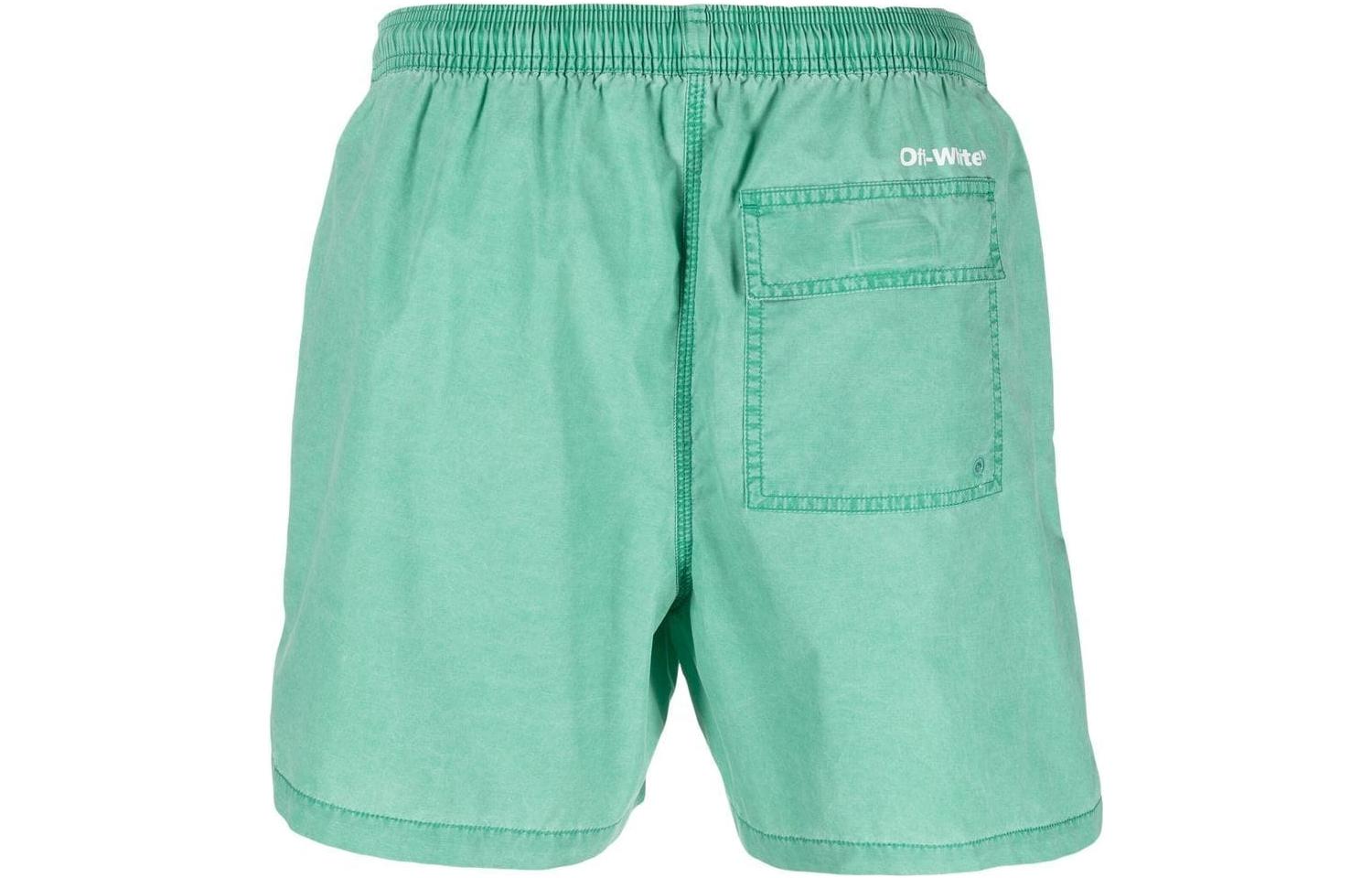 Image of Men's OFF-WHITE FW22 Logo Printing Casual Shorts Version Green OMFA020F22FAB0025
