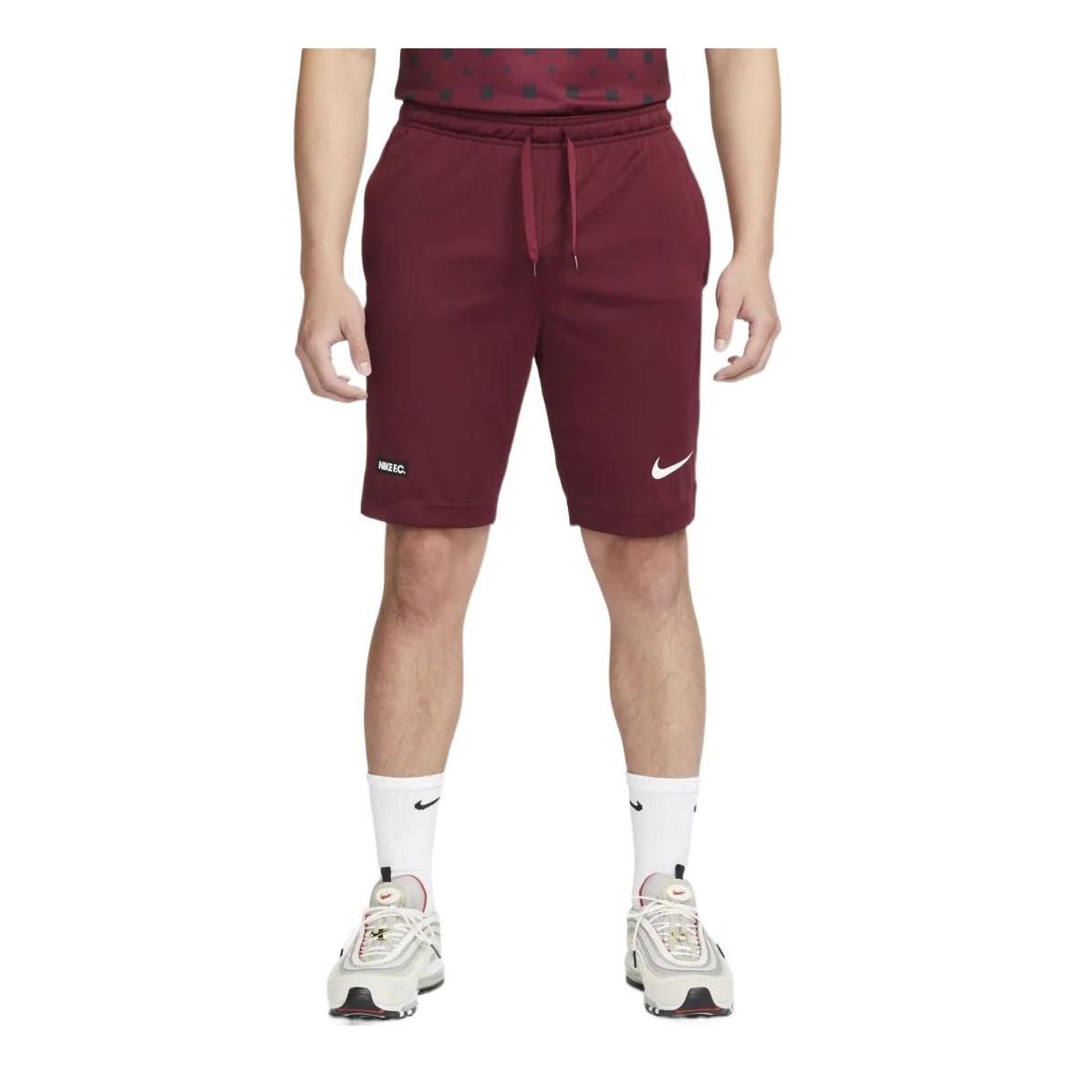 Image of Nike Dri-FIT FC Libero Solid Color Logo Straight Sports Shorts Red DH9664-638