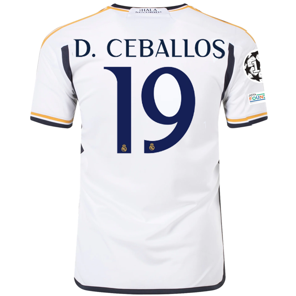 Image of adidas Real Madrid Dani Ceballos Home Jersey w/ Champions League + Club World Cu