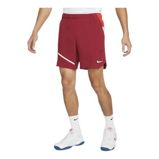 Image of Men's Nike SS22 Logo Printing Elastic Waistband Tennis Red Shorts DD8312-690