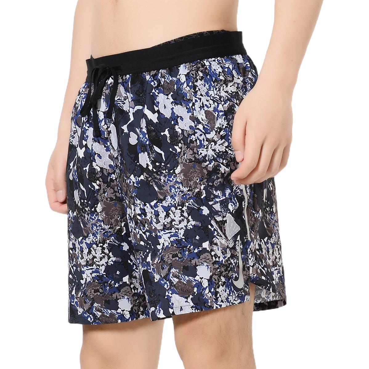 Image of Men's Nike Flex Stride Full Print Flowers Drawstring Sports Shorts Blue AQ6977-4