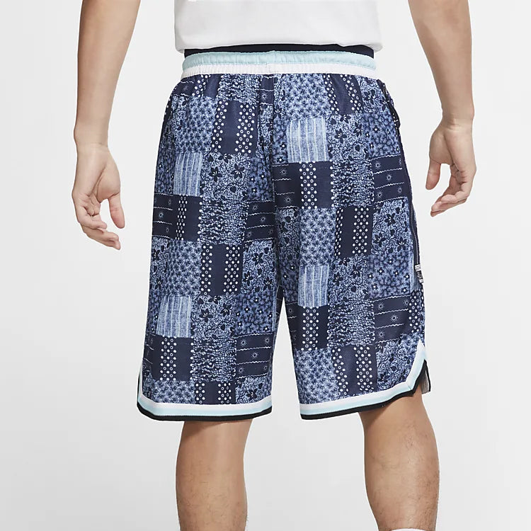 Image of Nike DNA Flowers Embroidered Basketball Shorts Blue CK6348-457