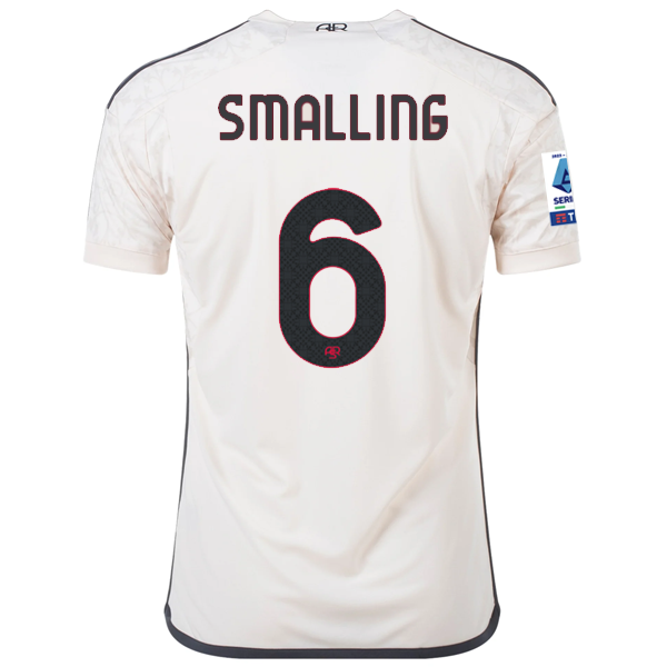 قميص adidas AS Roma Chris Smalling Away مع رقعة الدوري الإيطالي رقم 23/24 (بيج)