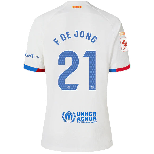 Nike Barcelona De Jong Authentic Match Away Jersey 23/24 w/ LaLiga Patches (Whit