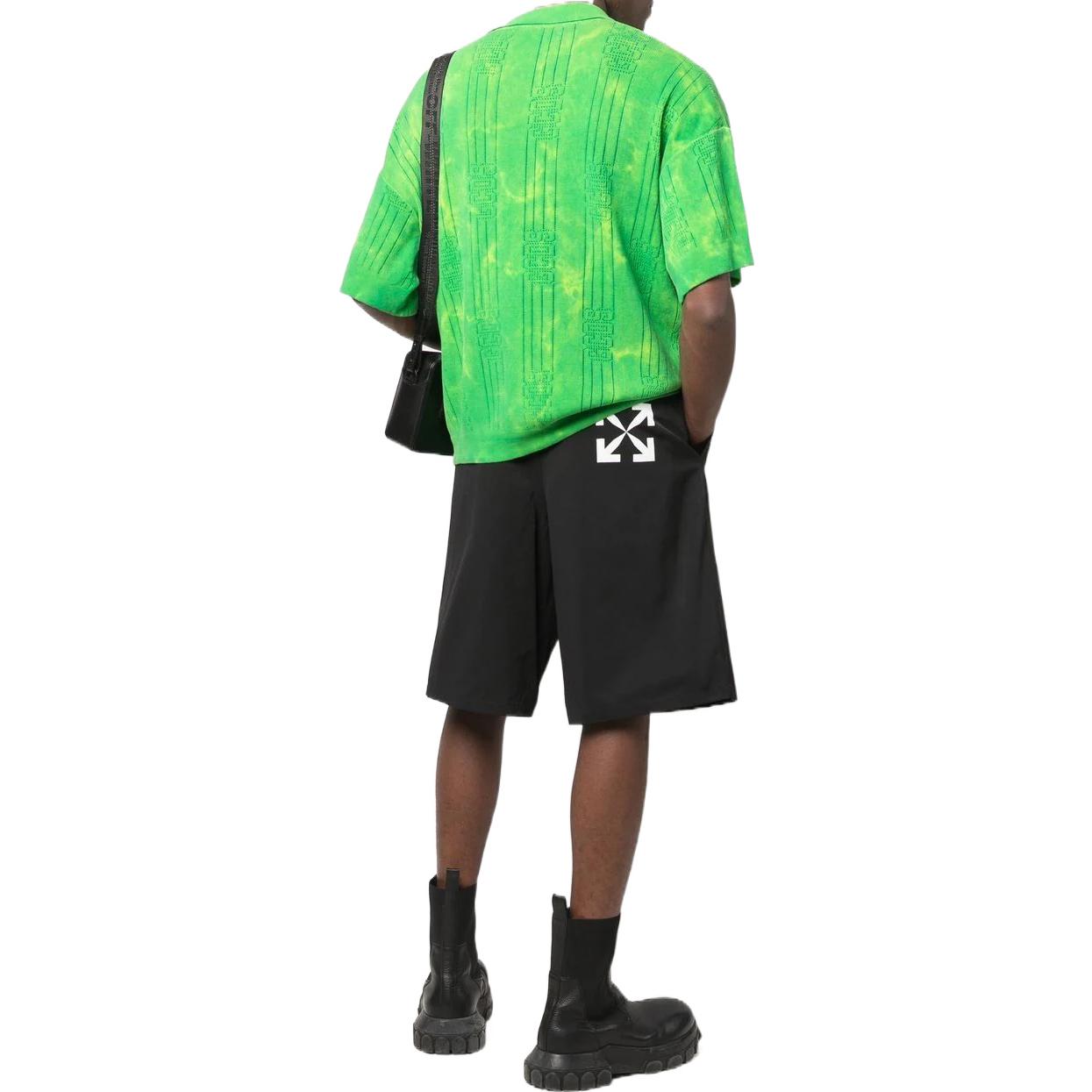 Image of Men's OFF-WHITE FW22 Solid Color Pattern Printing Straight Shorts Black OMCB071C
