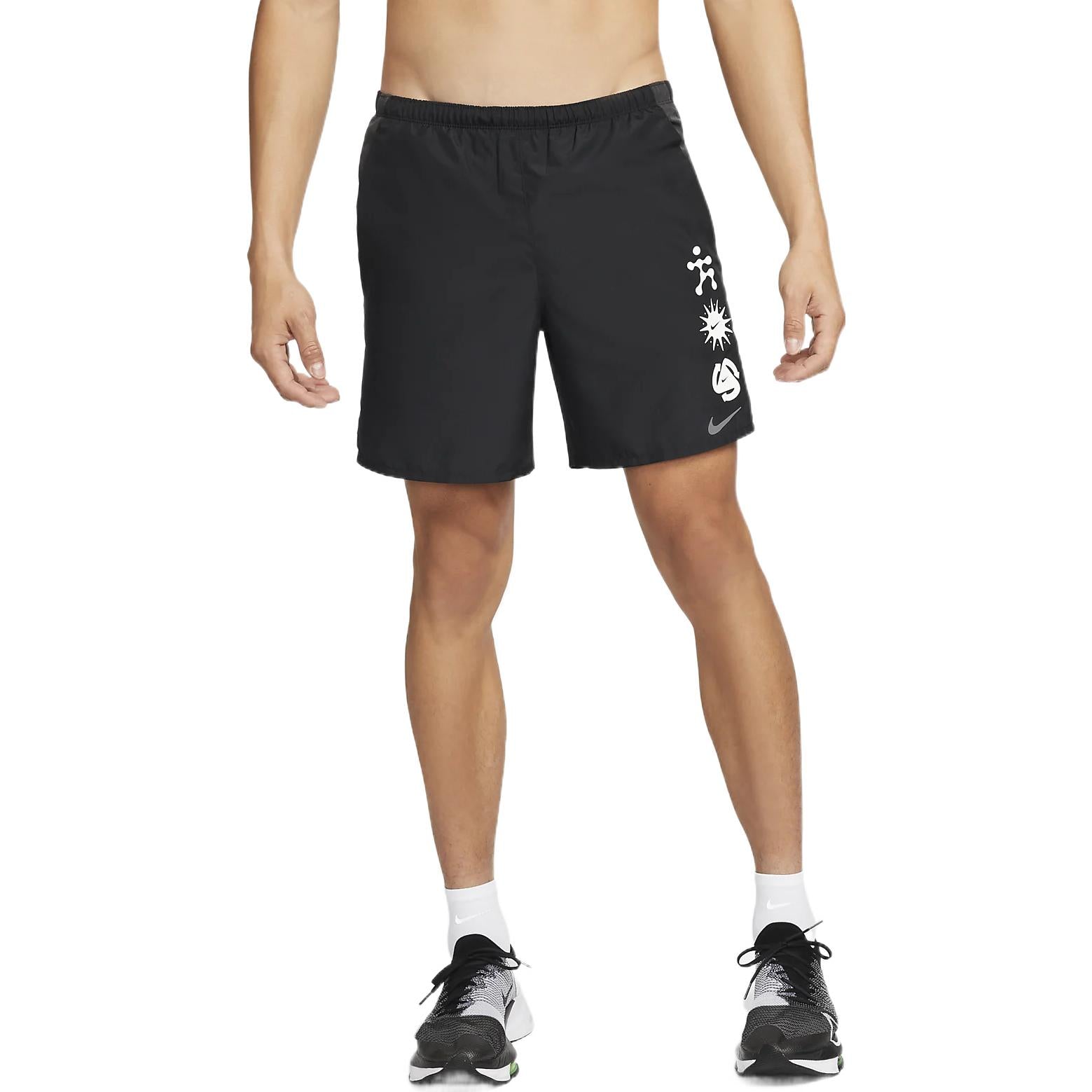 Schwarze Nike Shorts mit geradem Bein und Musterdruck für Herren mit Schnürung DM4714-010