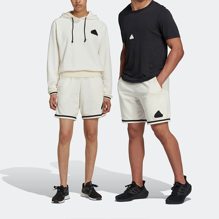 adidas U SHO Logo Label Gerade Shorts mit elastischem Bund Weiß HY5517