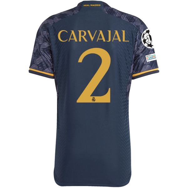 Image of adidas Real Madrid Authentic Dani Carvajal Away Jersey w/ Champions League + Clu