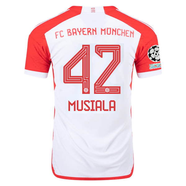 Image of adidas Bayern Munich Authentic Jamal Musiala Home Jersey w/ Champions League Pat