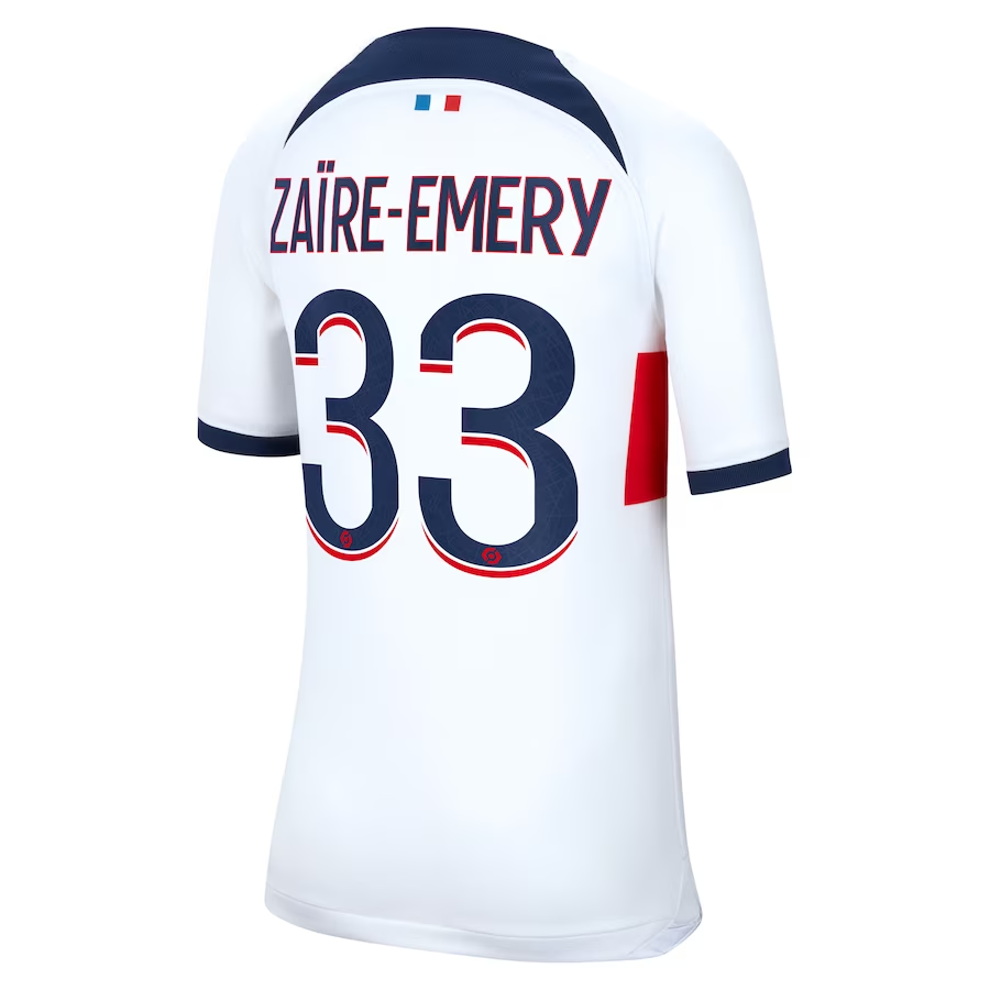 Nike Youth Paris Saint-Germain Zaire-Emery Away Jersey 23/24 (White/Midnight Nav