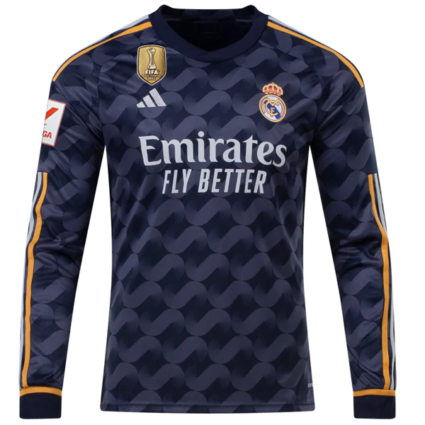 Image of adidas Real Madrid Long Sleeve Away Jersey w/ La Liga + Club World Cup Champion