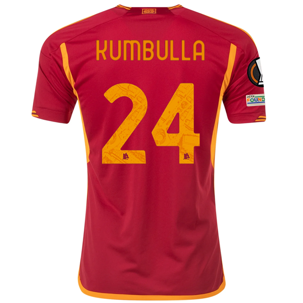 adidas Roma Marash Kumbulla Heimtrikot mit Europa-League-Aufnähern 23/24 (Team Vic