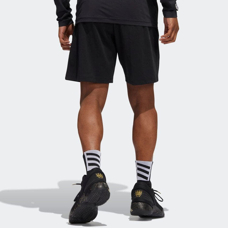 Image of adidas Solid Color Lacing Basketball Sports Shorts Black HI5828