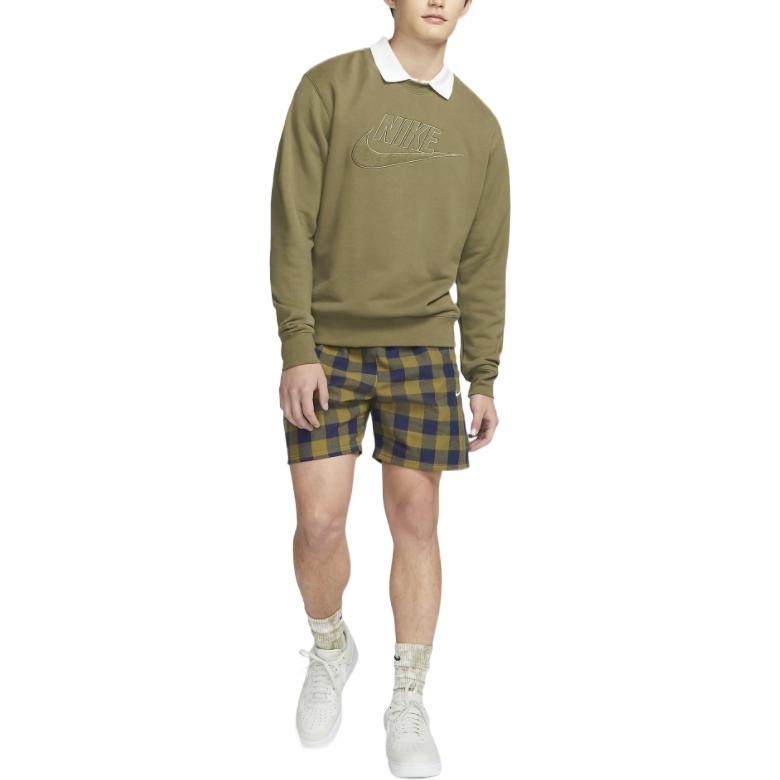 Nike Plaid Straight Casual Shorts Yellow Blue DQ5187-410