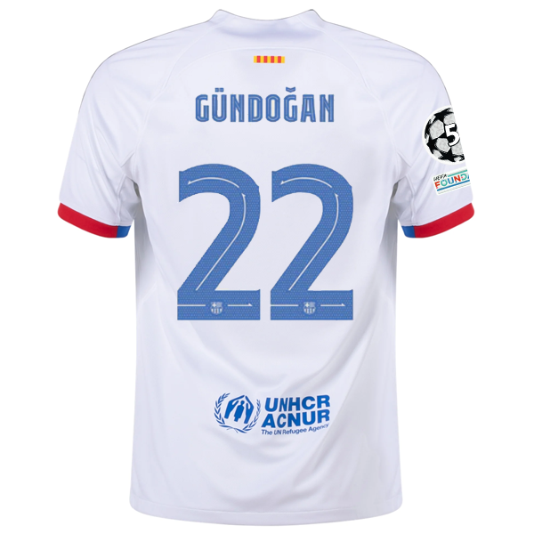 Nike Barcelona İlkay Gündoğan Away Jersey w/ Champions League Patches 23/24 (Whi