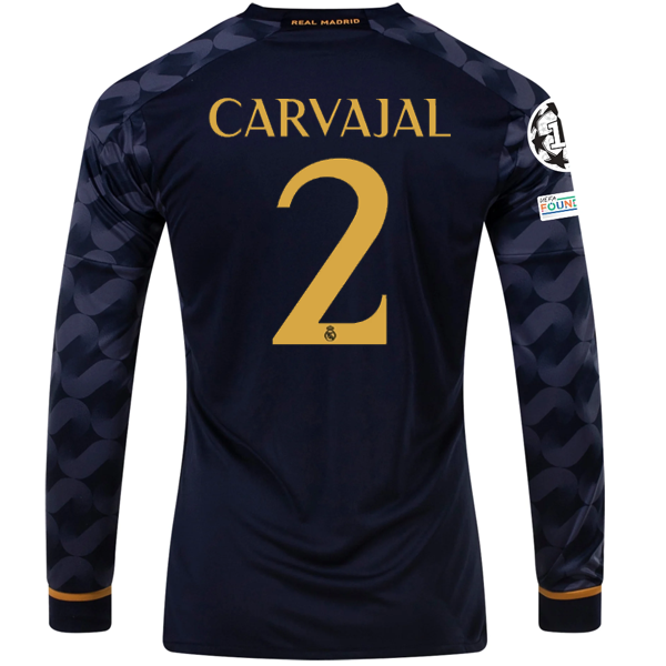 Image of adidas Real Madrid Dani Carvajal Long Sleeve Away Jersey w/ Champions League + C