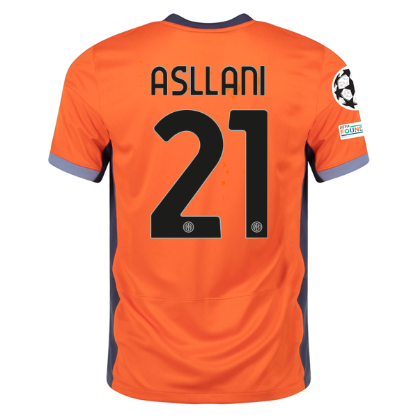 Image of Nike Inter Milan Kristjan Asllani Third Jersey w/ Champions League Patches 23/24