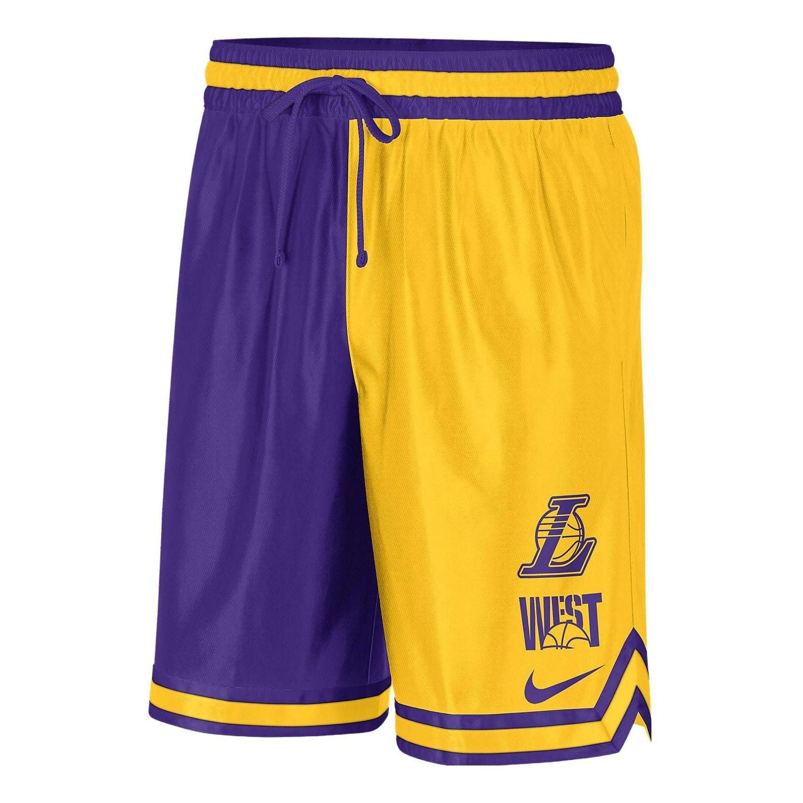 Image of Nike x NBA Dri-FIT LAKERS Basketball Shorts 'Yellow Purple' DR9351-728