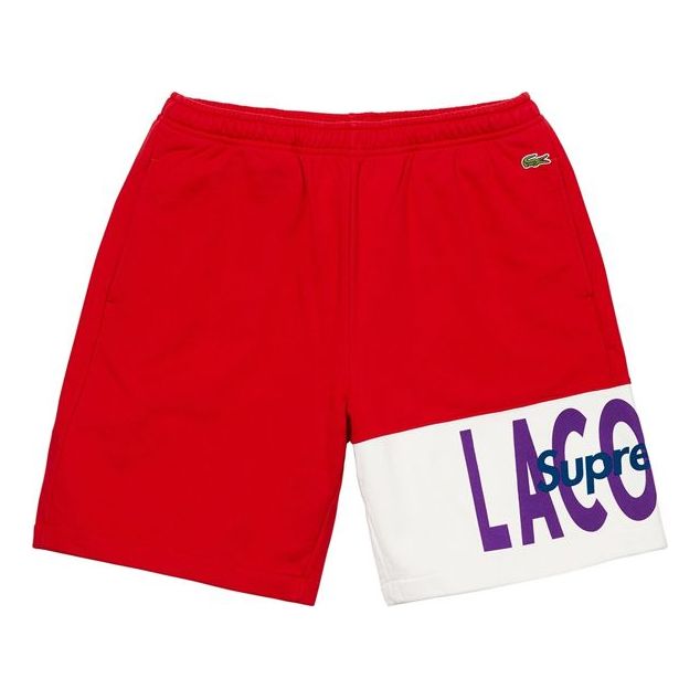 Image of Supreme FW19 Week 5 x LACOSTE Logo Panel Sweatshort logo SUP-FW19-527