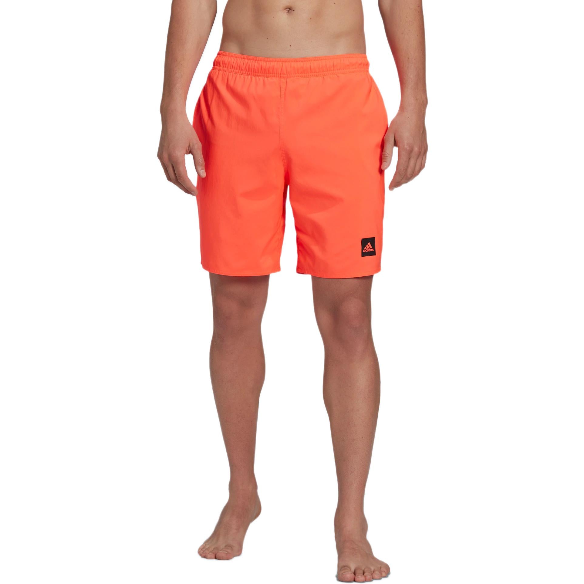 Men's adidas Solid Clx Sh Cl Solid Color Logo Straight Sports Shorts Orange HC85