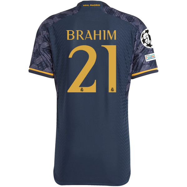 Image of adidas Real Madrid Authentic Brahim Diaz Away Jersey w/ Champions League + Club