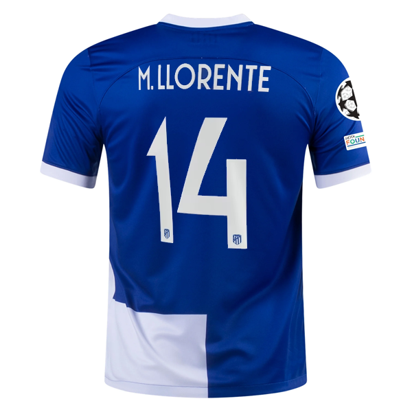 Nike Atletico Madrid Marcos Llorente Away Jersey w/ Champions League Patches 23/