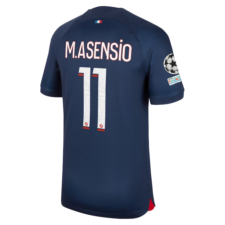 Image of Nike Paris Saint-Germain Marco Asensio Home Jersey w/ Champions League Patches 2