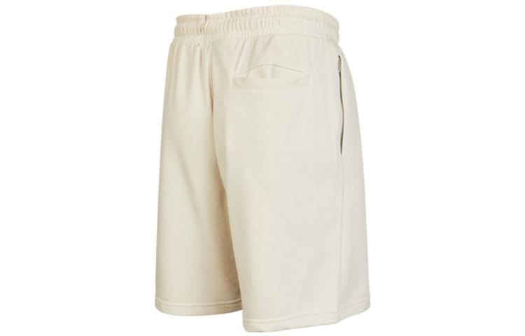 Image of Men's adidas Logo Printing Pattern Lacing Elastic Waistband Straight Shorts Beig