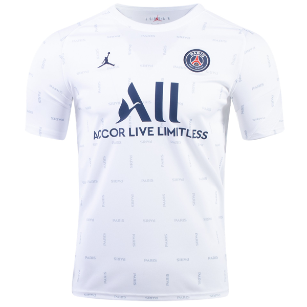 Image of Nike Paris Saint-Germain Pre Match Jersey 21/22 (White/Midnight Navy)