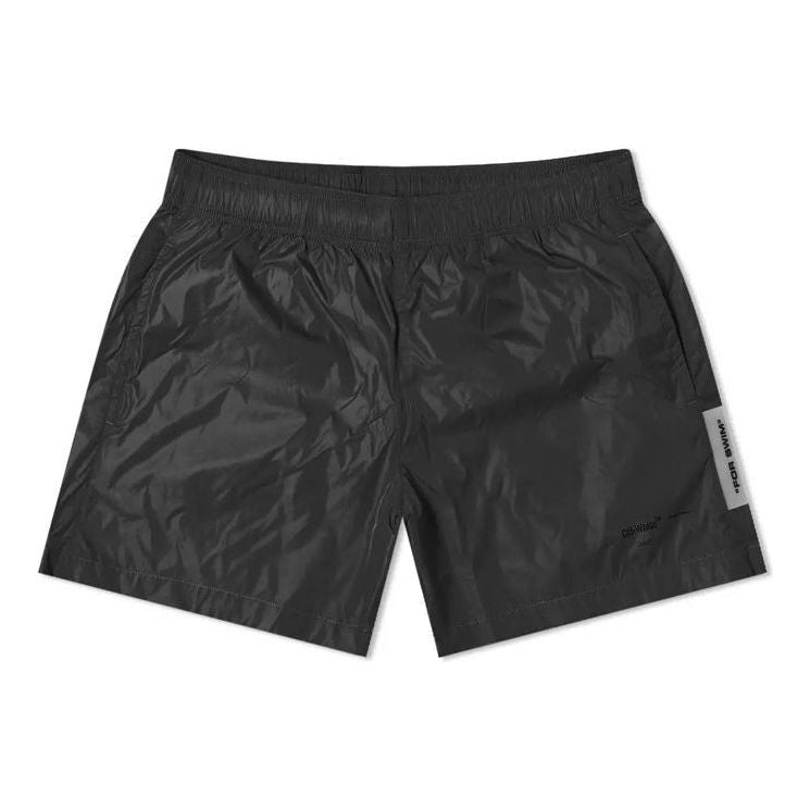 Image of OFF-WHITE Straßenshorts aus Gummi mit Logo Schwarz OMFA003S20A230211001