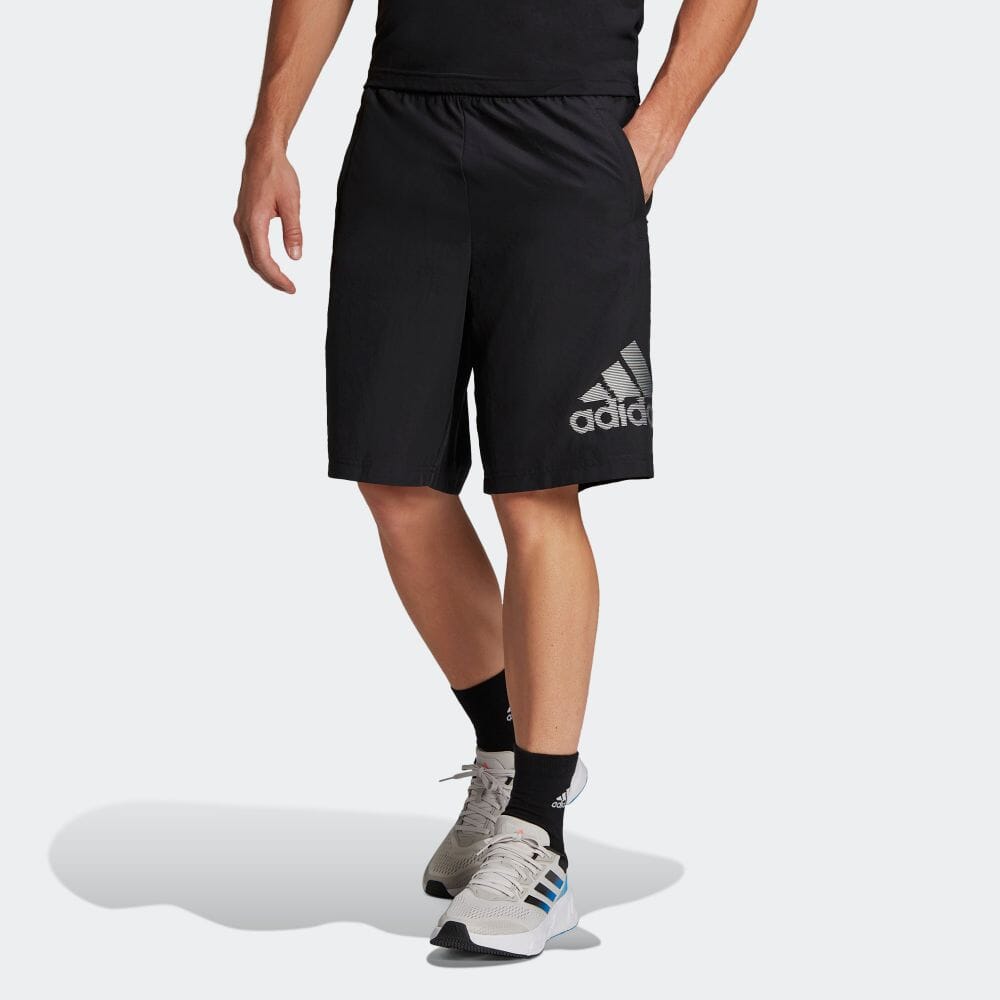 Image of Men's adidas SS22 Solid Color Logo Printing Loose Shorts Japanese Version Black