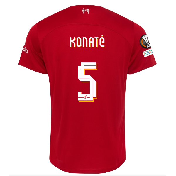 Image of Nike Liverpool Ibrahima Konaté Home Jersey w/ Europa League Patches 23/24 (Red/W