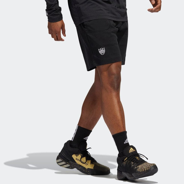 Image of adidas Solid Color Lacing Basketball Sports Shorts Black HI5828