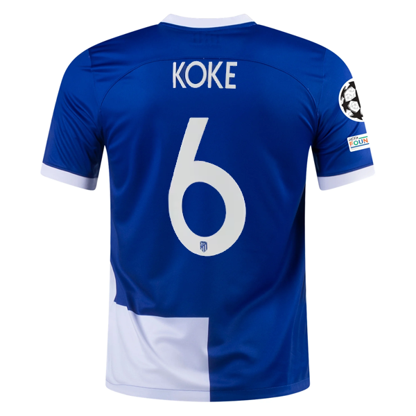 Image of Nike Atletico Madrid Koke Away Jersey w/ Champions League Patches 23/24 (Old Roy