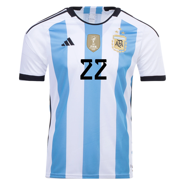 adidas Argentina Lautaro Martinez Three Star Home Jersey w/ World Cup Champion P