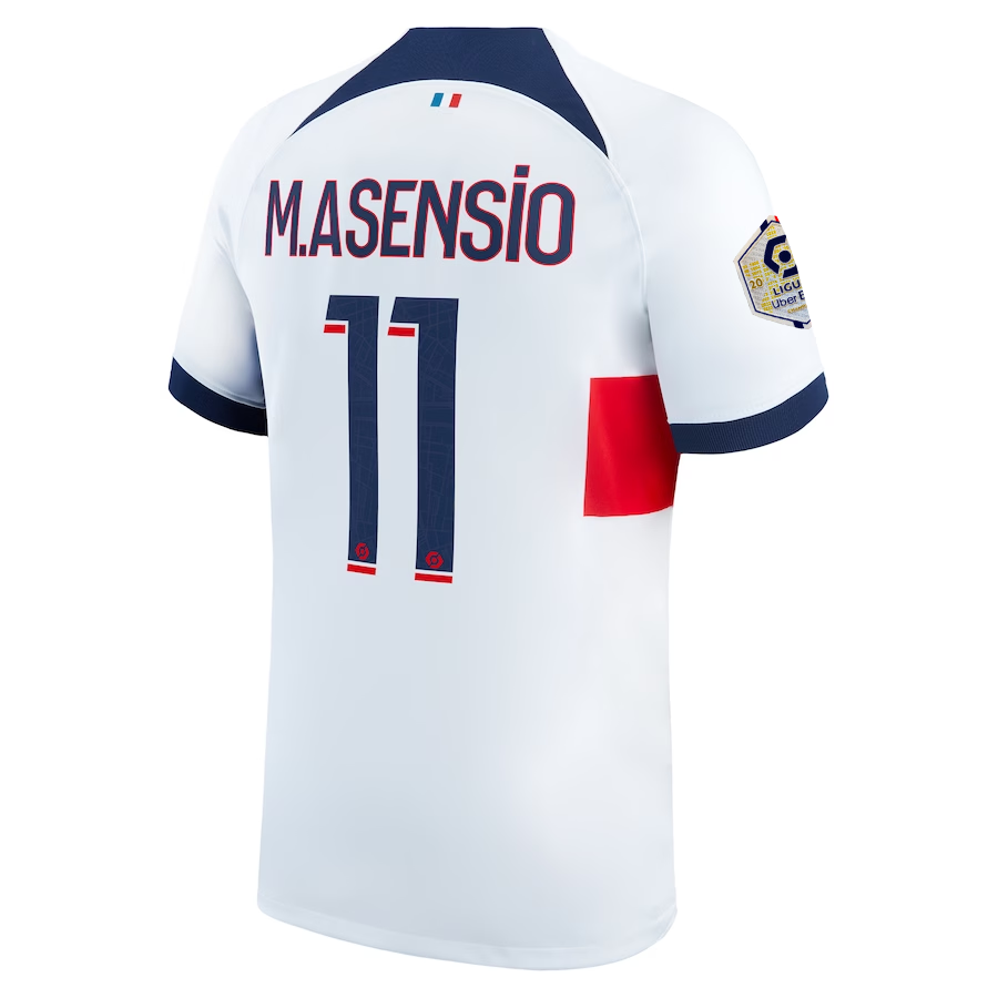 Nike Paris Saint-Germain Marco Asensio Away Jersey w/ Ligue 1 Patch 23/24 (White