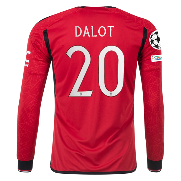 Image of adidas Manchester United Authentic Diogo Dalot Long Sleeve Home Jersey w/ Champi