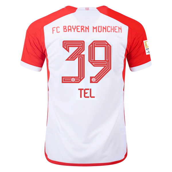 Image of adidas Bayern Munich Mathys Tel Home Jersey 23/24 w/ Bundesliga Champion Patch (