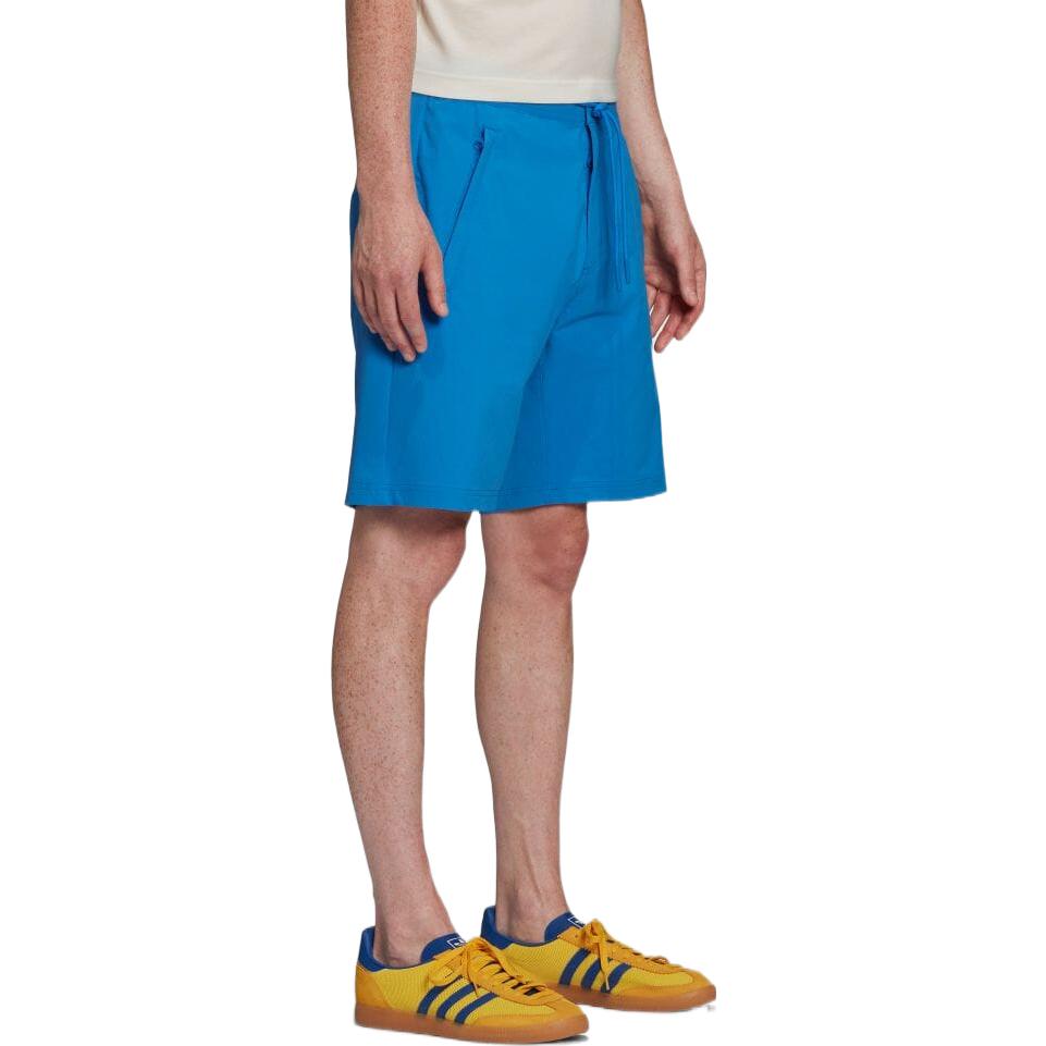 Image of Men's adidas Solid Color Label Straight Shorts Japanese Version Blue GT1816