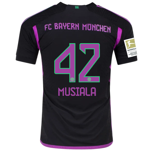 adidas Bayern Munich Authentic Jamal Musiala Away Jersey w/ Bundesliga Champion