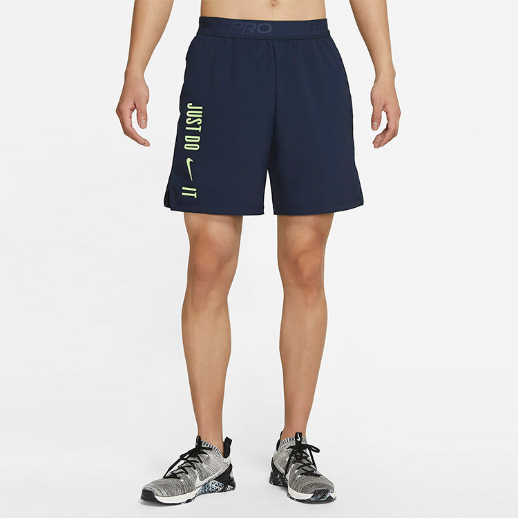 Nike Pro Dri-FIT Flex Vent Max Alphabet Printing Training Sports Shorts Obsidian